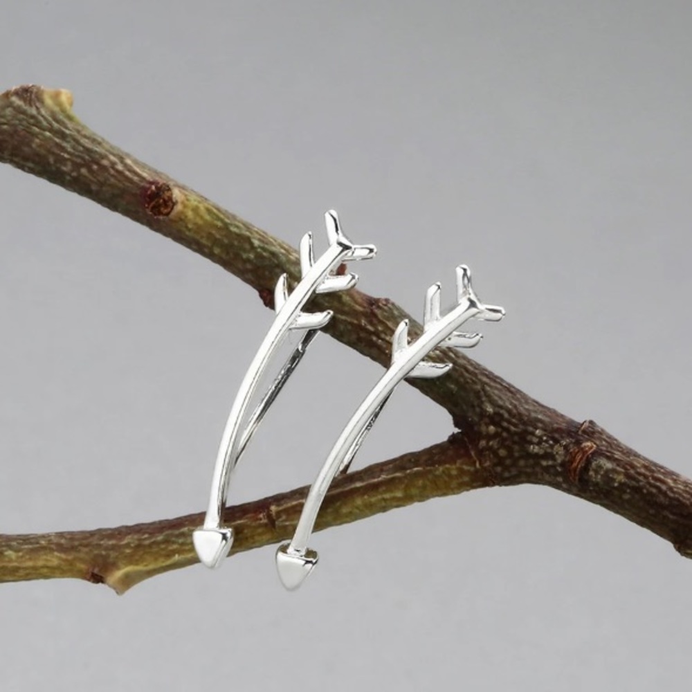 Silver Tone Arrow Ear Climber Sweep Earrings - Picture 3 of 3